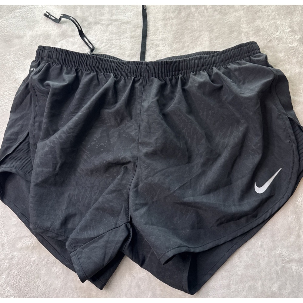 Nike Womens Dri-FIT Tempo 3" Running Shorts Black Pattern Sz L Activewear